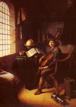 格裡特 道 An Interior With A Young Violinist detail 格裡特 道 An Interior With A Young Violinist detail